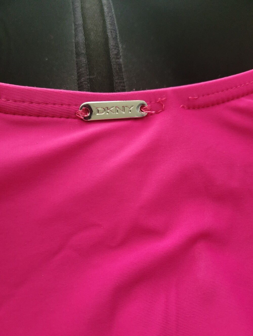 DKNY Hot Pink Liquid Pleated Bandeau Tummy Control One Piece Swimsuit Size 14 - Picture 5 of 15